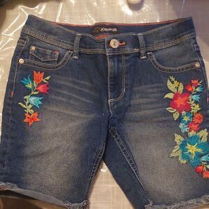 Jordache Kids Denim Shorts with Floral Embroidery